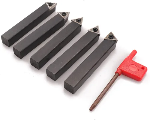 Vista 3 de Juego de 5 herramientas de torneado de carburo indexables de 1/2 pulgada AL/AR/BL/BR/E estilo para torneado, revestimiento, taladrado, biselado, se