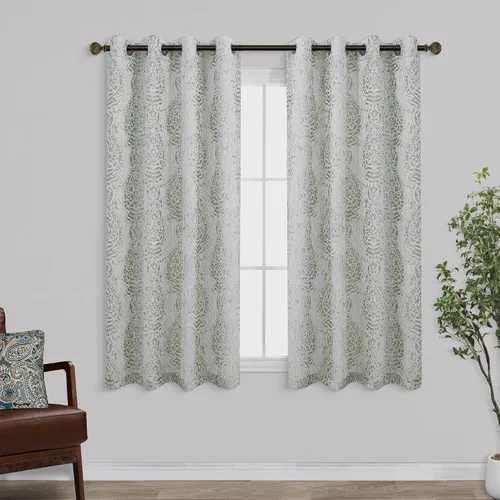 Vista 15 de Mrs.Naturall - Cortinas de 132 x 114 cm con patrón damasco en color negro, para sala de estar