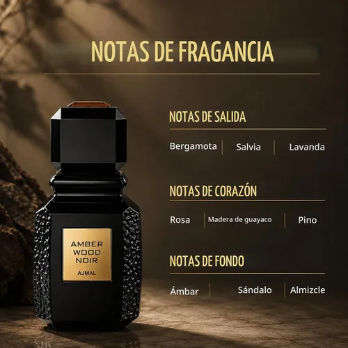 Vista 2 de Ajmal Amber Wood Noir EDP Unisex, 3.4 fl oz / 3.4 fl oz