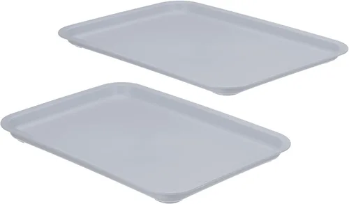 Vista 9 de PATIKIL Bandeja de comida rápida de 12 x 9, paquete de 2 bandejas rectangulares reutilizables de plástico multiusos para cafetería, restaurante Azul