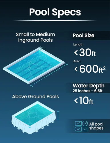 Vista 7 de KOKIDO Aspiradora recargable de hojas de piscina de servicio medio con poste, funciona 75 minutos, para cierre de piscina, filtro de desechos