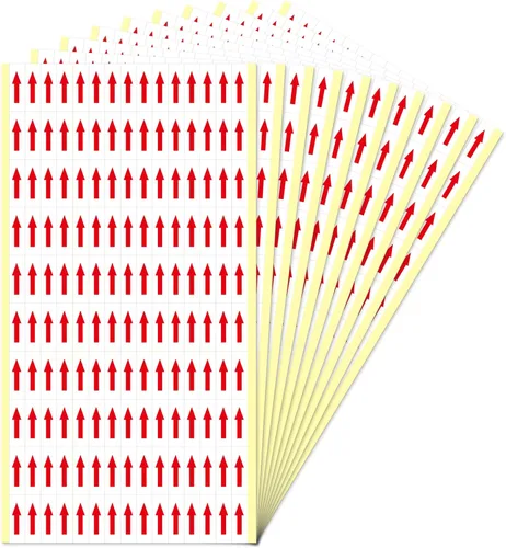 Vista 8 de 2100 calcomanías de flecha roja de 0.8 × 0.4 pulgadas etiquetas de dirección de vinilo