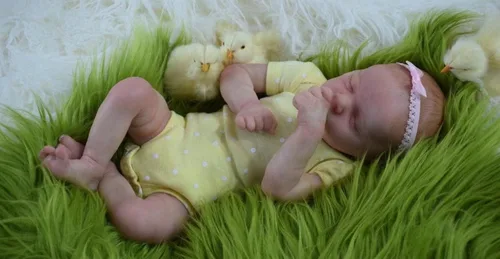 Vista 6 de Pinky Reborn Muñecas gemelas de 18 pulgadas realistas muñecas de bebé, cuerpo de tela, ojos cerrados, durmiendo, recién nacido, aspecto realista