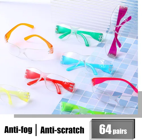 Vista 4 de Yunsailing 64 pares de anteojos de seguridad transparentes para hombre y mujer, lentes protectores con lente antiniebla, resistentes a los arañazos