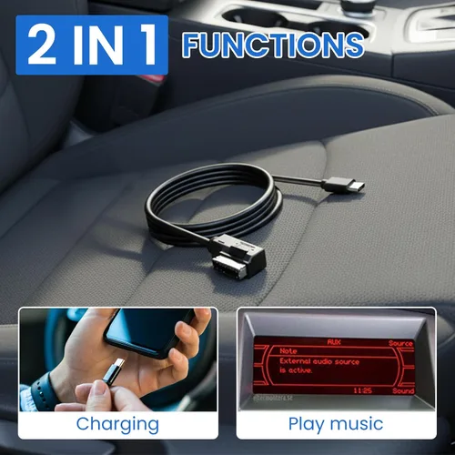 Vista 3 de AMI - Adaptador de interfaz musical tipo C, cable auxiliar Plus compatible con A3 A4 A5 A6 A8 MMI 3G+ sistema para 17 Pro 17 Pro Max Air 16 Pro 16