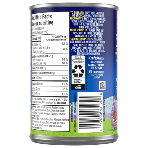 Vista 2 de Heinz Zoodles Pasta, 398mL/13.4oz, Latas, (Paquete de 24) (Importado de Canadá)
