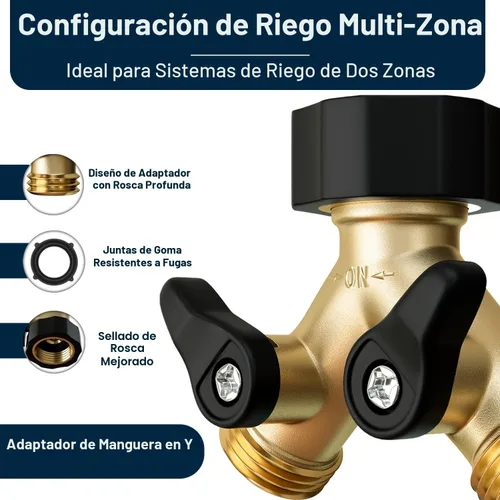 Vista 8 de Divisor de manguera de jardín de 2 vías para mangueras de jardín y césped al aire libre, accesorio de latón de metal resistente, rosca resistente a