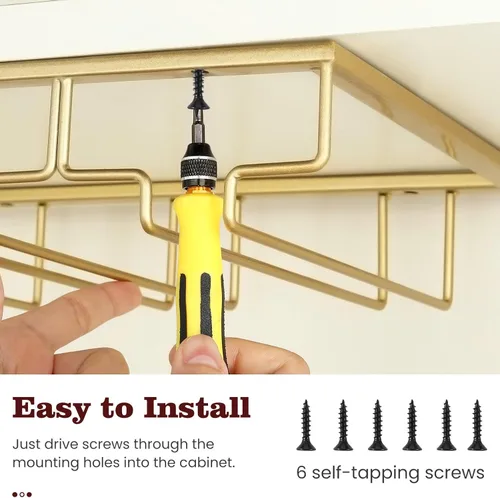 Vista 4 de Nuovoware Estante para copas de vino, soporte para copas de vino, 8 filas, color dorado profundo