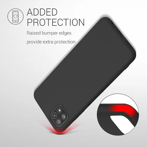 Vista 5 de kwmobile Funda compatible con Samsung Galaxy A22 5G - Funda protectora de silicona TPU suave y delgada - Negro mate