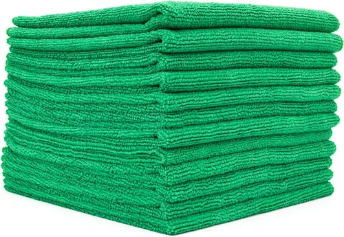 Vista 17 de (Paquete de 12) 16" x 16" toallas de limpieza de microfibra de grado comercial para usos múltiples, altamente absorbentes, sin pelusa, sin manchas