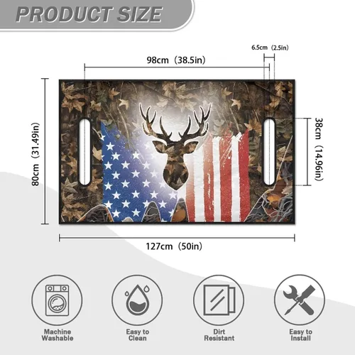 Vista 5 de Fundas de asiento de carrito de golf con diseño de hojas de ciervo y bandera estadounidense, funda de asiento reutilizable anticalor, protector