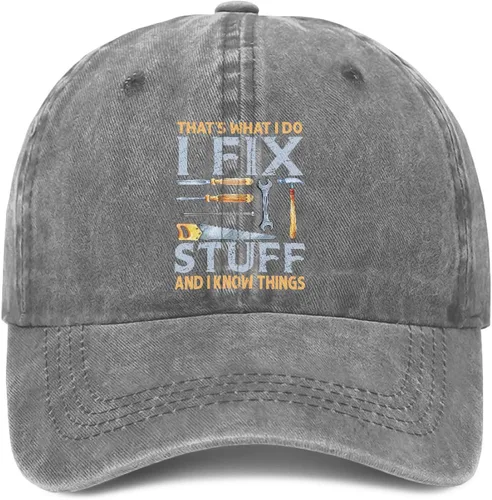 Vista 11 de I Fix Stuff and Know Things - Sombrero para hombre, That's What I Do Hat, I Fix Stuff Hat, I Fix Things and I Know Stuff Hat 1 (negro)