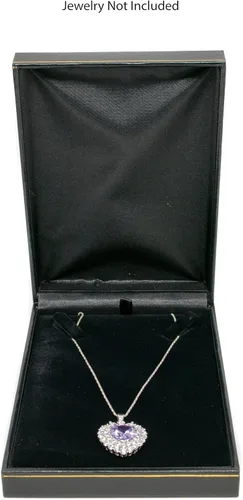 Vista 3 de Joyero Caja de regalo de collar negro de la colección Carter, ultra felpa, borde dorado, incluye embalador, 4.4 x 6.25 x 1.4 pulgadas