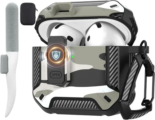 Vista 30 de Maxjoy Funda para AirPods Pro 3 2025, MagSafe compatible con bloqueo automático, funda protectora a prueba de golpes con soporte para teléfono