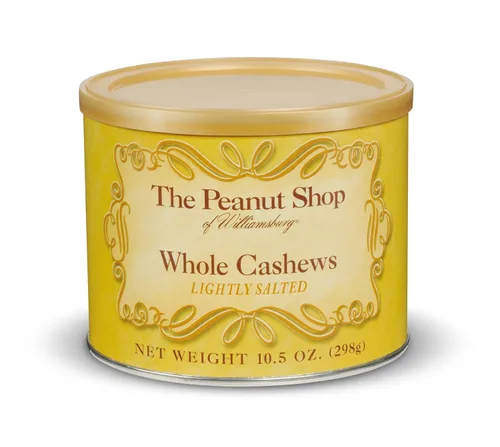 Vista 2 de The Peanut Shop of Williamsburg Anacardos ligeramente salados 10.5oz lata