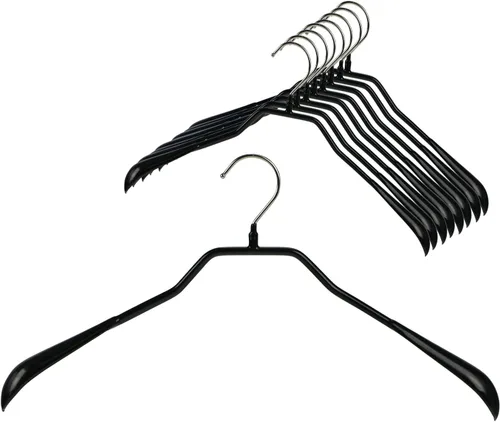 Vista 7 de Mawa by Reston Lloyd BodyForm Series - Percha de ropa extra ancha antideslizante que ahorra espacio para chaquetas, trajes y abrigos, 18 1/4 Negro