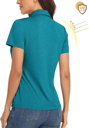 Vista 4 de Women's Golf Polo Shirts Moisture Wicking Short Sleeve Casual Collared 4-Button T-Shirts