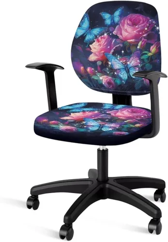 Vista 50 de Funda para silla de oficina con diseño de mariposa de 2 piezas, fundas para silla de juegos, bonitas fundas transpirables para silla de escritorio