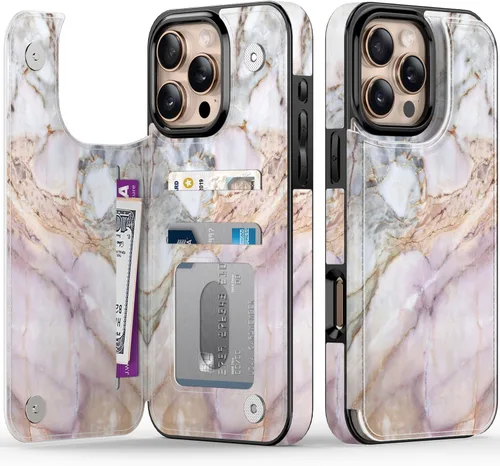 Vista 175 de LETO para iPhone 15 Pro Funda tipo cartera - Tapa tipo folio con patada - Diseños de moda - Tarjetero - Funda protectora para mujeres y niñas - 6.1