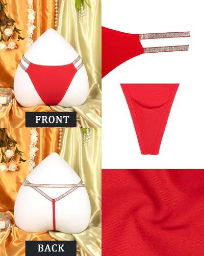 Vista 24 de Ropa interior con purpurina transpirable con encaje sexy para mujer