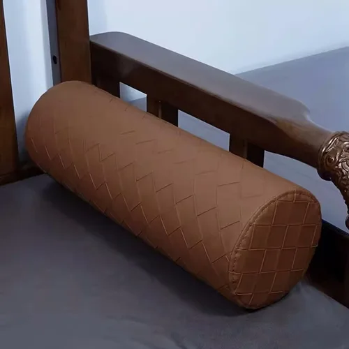 Vista 22 de QQXX Almohada de cuello redondo para dormir, almohada cervical larga impermeable de piel sintética, almohada cilíndrica enrollable con funda Gris C