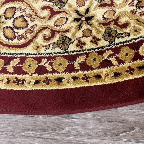 Vista 4 de LUXE WEAVERS Alfombra redonda de 8 pies con medallón floral oriental color burdeos