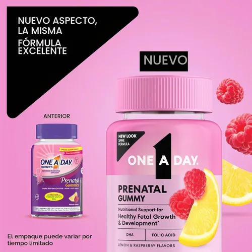 Vista 2 de One A Day Vitaminas prenatales para mujeres, gomitas - Vitaminas para el embarazo para mujeres con ácido fólico, DHA, yodo, gomitas prenatales, sin