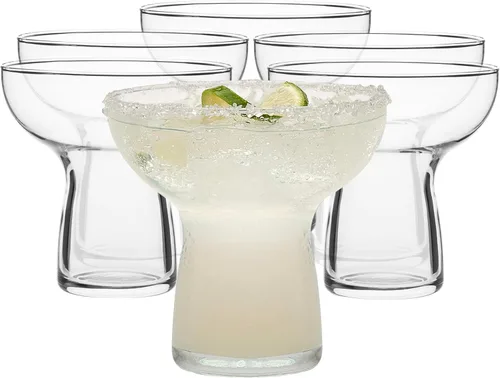 Vista 8 de Libbey Blue Ribbon - Juego de 6 vasos de Margarita sin tallo, de inspiración artesanal, elegantes vasos de margarita, cristalería mexicana ligera