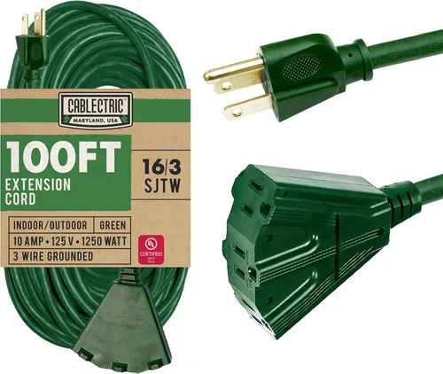 Vista 13 de Cable de extensión marrón de 6 pies con 3 tomas de corriente eléctrica, cable SJTW resistente 16/3 con enchufe de 3 clavijas para seguridad, 13
