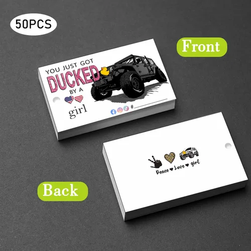 Vista 5 de You've Been Ducked You Just Got Ducked By a Car Girl Tarjeta de juego de pato de pato Etiqueta de tarjeta de pato Paquete de 50