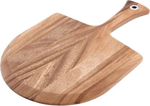 Vista 16 de Tabla Gourmet de madera de acacia de piel para pizza, Pala para pizza