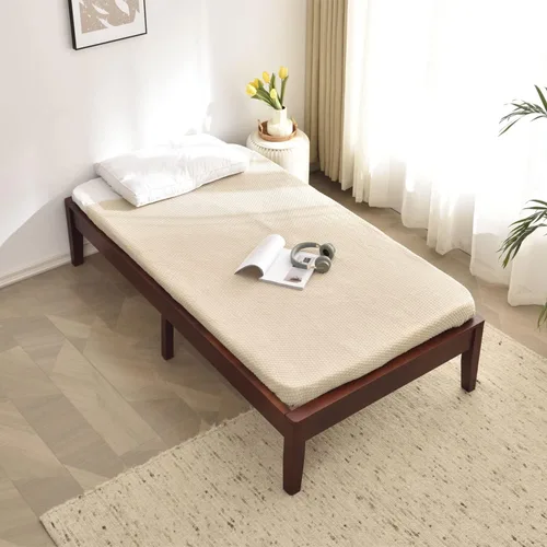 Vista 3 de Better Home Products Stella - Marco de cama individual de madera de pino maciza, color caoba