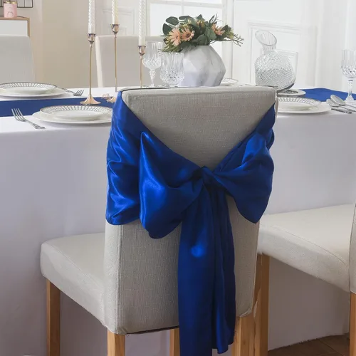Vista 6 de Paquete de 12 caminos de mesa de satén, 12 x 108 pulgadas para fiestas, bodas, cumpleaños, banquetes, compromisos de graduación, Navidad, decoración