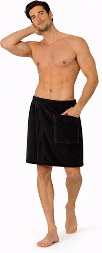 Vista 5 de Toalla ajustable de terciopelo de rizo de algodón turco para hombres (negro, talla única)