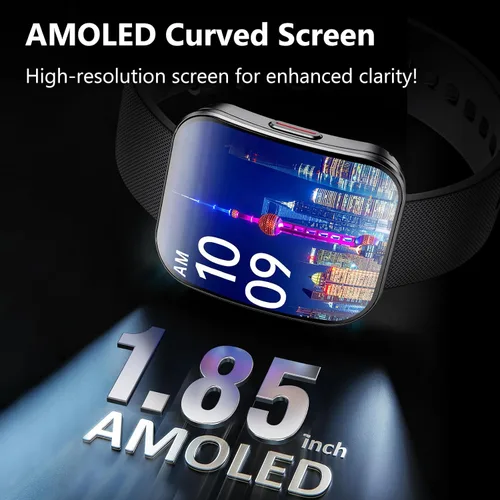 Vista 3 de Reloj inteligente para hombres y mujeres, llamadas Bluetooth, esfera AI, preguntas y respuestas AI, 1.85 pulgadas HD AMOLED reloj de fitness