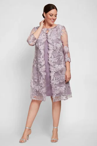 Vista 3 de Alex Evenings Vestido recto con cuello redondo y chaqueta para mujer de talla grande