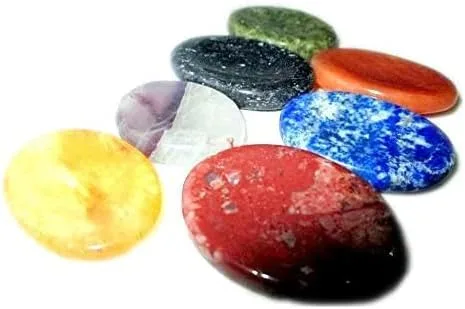 Vista 5 de Jet 7 chakras ovaladas piedras preciosas para el equilibrio del aura curativa de chakras para el crecimiento psíquico, mejora la relación amorosa