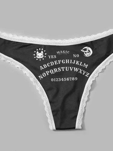 Vista 3 de WDIRARA Conjunto de ropa interior para mujer, paquete de 3 unidades, estampado gráfico de calavera