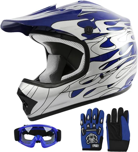 Vista 11 de SLMOTO - Casco DOT para niños y jóvenes de motocross, casco de motocicleta de calle, casco de bicicleta de tierra, motocross, ATV, casco con diseño