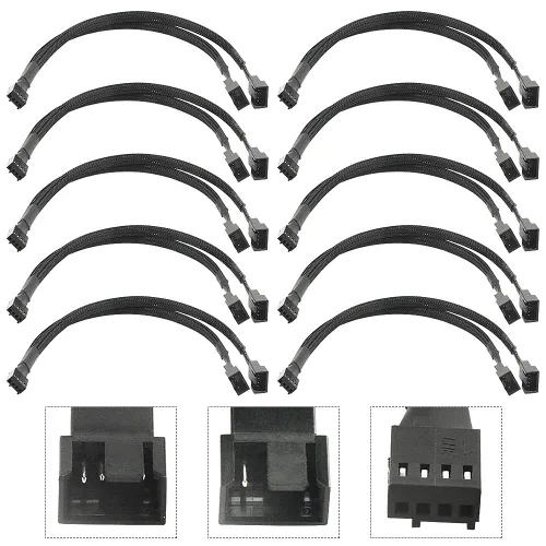 Vista 6 de WMYCONGCONG Cable divisor de ventilador PWM para PC, 4 pines, divisor en Y, 1 a 2, convertidor de ventilador, cable de extensión de alimentación