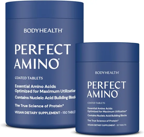 Vista 8 de BodyHealth PerfectAmino (150 unidades) Tabletas fáciles de tragar, suplemento de aminoácidos esenciales con BCAA, proteína vegana para entrenamiento