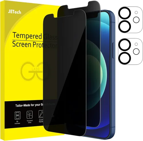 Vista 10 de JETech Protector de pantalla de privacidad para iPhone 11 de 6.1 pulgadas con protector de lente de cámara, película de vidrio templado antiespía