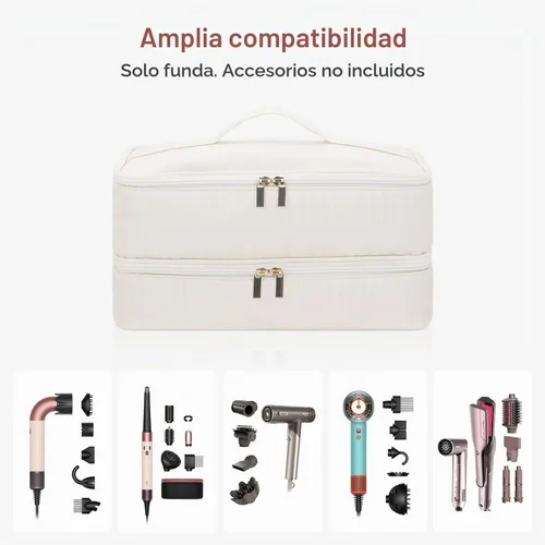 Vista 4 de Funda de transporte de viaje Flexstyle de doble capa para tiburón, bolsa de almacenamiento portátil para Shark Flex Style HD440BK/HD430 y Beige