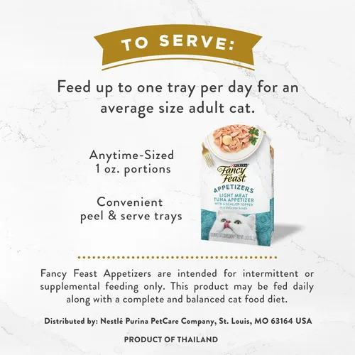 Vista 7 de Purina Fancy Feast Aperitivos, atún con adorno de vieiras, 1.1 onzas