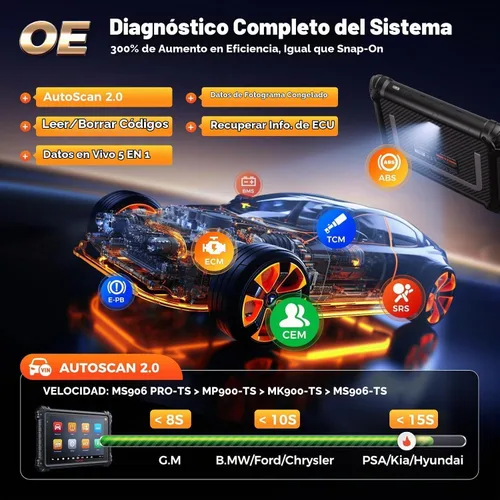 Vista 7 de Herramienta de programación Autel MaxiSYS MS906 PRO-TS TPMS, prueba activa 3K 36+ reinicios