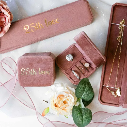 Vista 6 de Joyero personalizable para collar de terciopelo, estuche de joyería de viaje, organizador de joyas de viaje, joyero para mujeres y niñas, pequeño