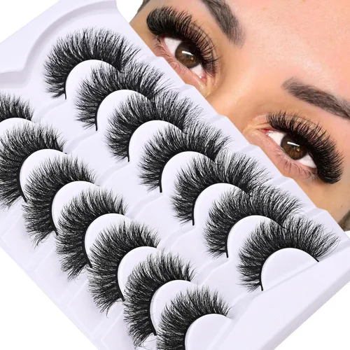 Vista 11 de Pestañas postizas de visón con volumen que parecen extensiones glamorosas y rizadas, paquete de 5 pares