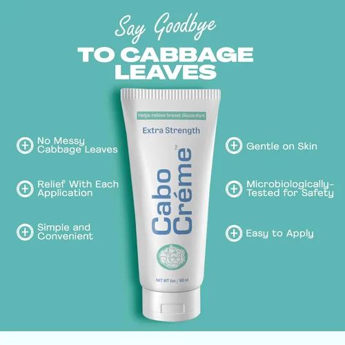 Vista 3 de CaboCréme - Crema de Repollo Extra Fuerte para el Pecho - 2X Fuerza para Alivio de la Congestión y Apoyo al Destete de la Lactancia Materna - Para
