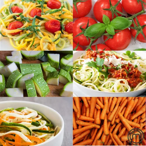 Vista 3 de MasterChef Espiralizador eléctrico 3 en 1 para hacer pasta de fideos vegetales, hecho en casa, bajo en carbohidratos, keto, vegano, sin gluten