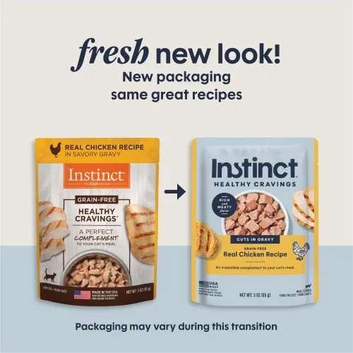 Vista 3 de Instinct Healthy Cravings, Receta sin granos con pollo real, comida húmeda natural para gatos, suplemento por Nature's Variety, 3 onzas